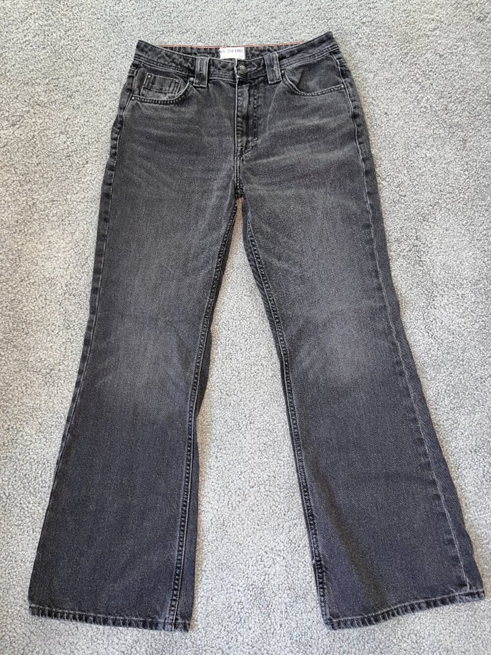 FREE PEOPLE  WE THE FREE AVA HIGH RISE BOOTCUT DENIM BLACK FADE JEANS SIZE 28